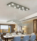 Wave Art LED Crystal Chandelier Chrome Finish Modern Suspension Lighting