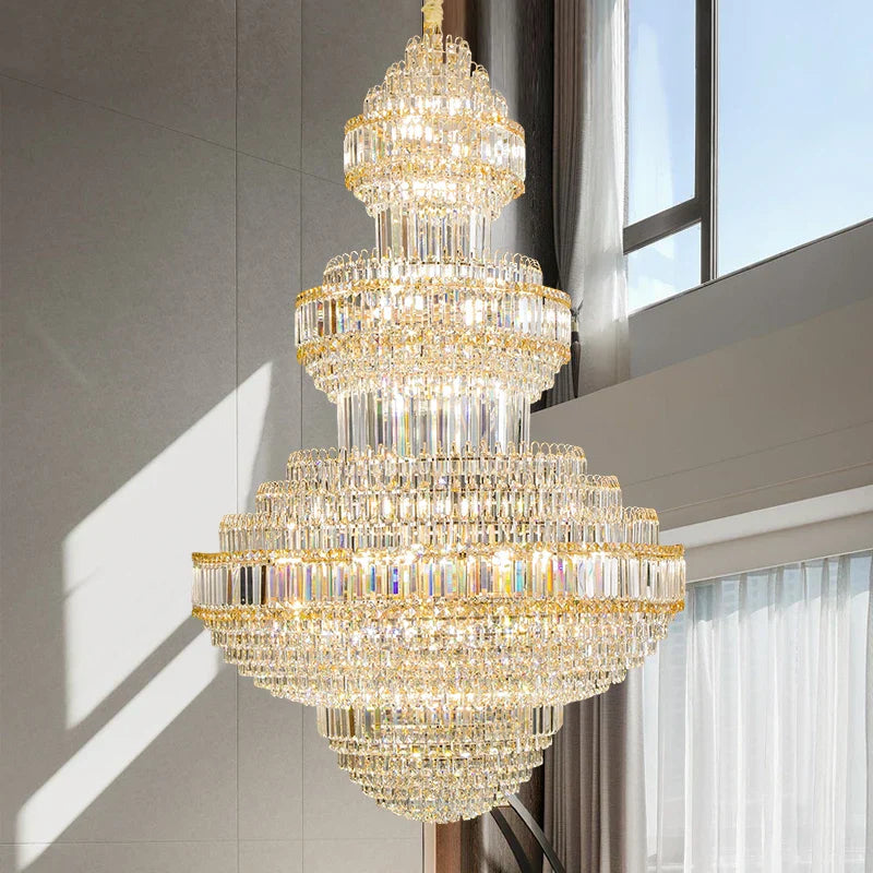 Crystal Villa Chandelier: Luxe European Duplex Hall Lighting - Elegant Living Room Decor