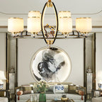 Chinese Natural Jade All Copper Chandelier for Luxury Living Room Villa