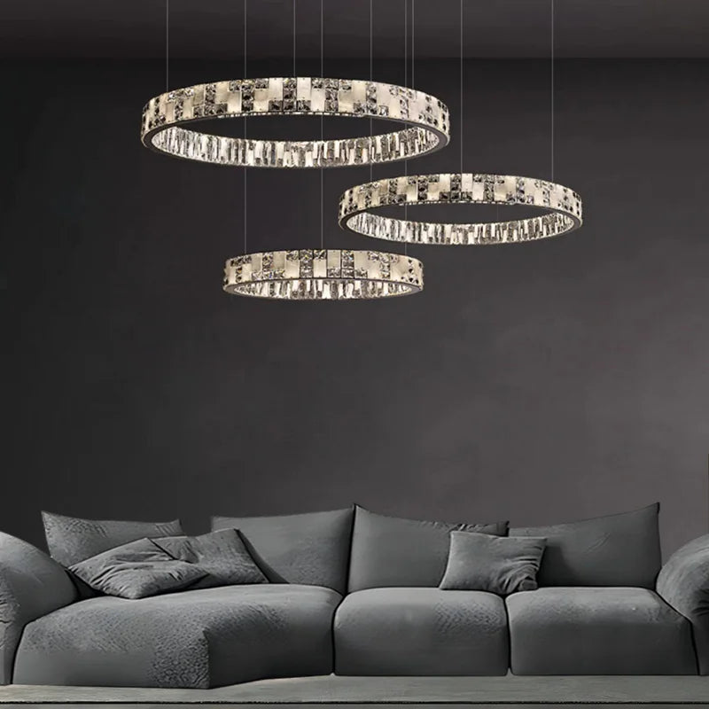 Crystal Lustre Circle Chandelier LED Lights - Modern Luxury Minimalism décor