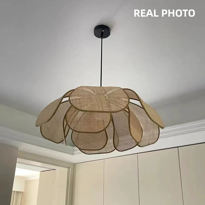 Flower Rattan Pendant Lights Chandelier - Nordic Style Home Decor Lamp
