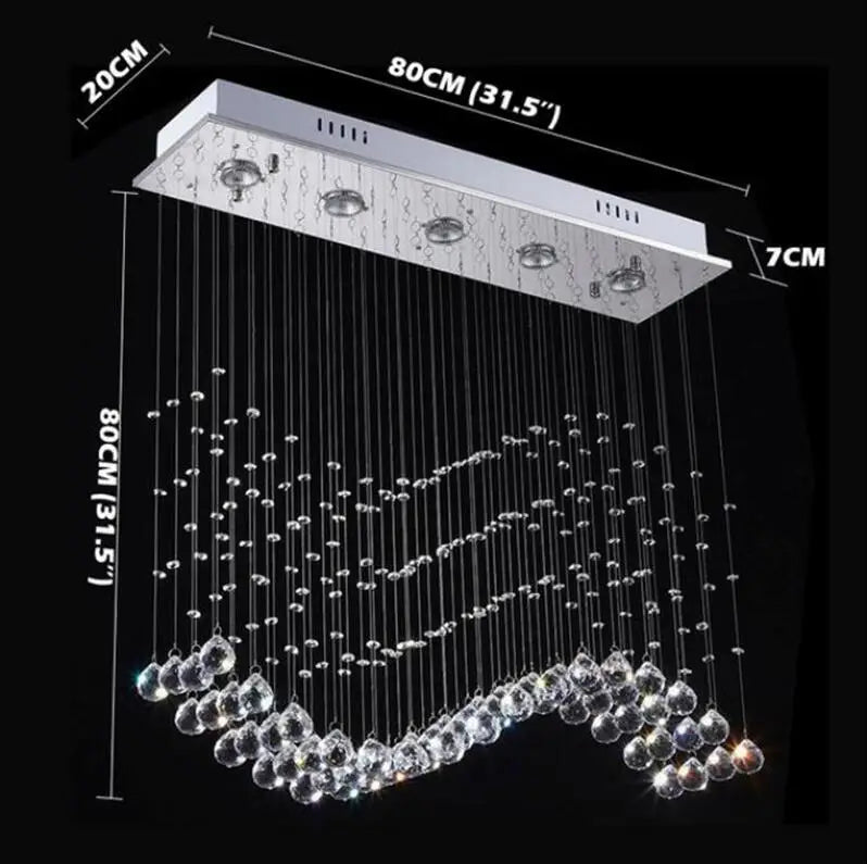 Crystal Pendant Lights: Luxury Modern Rectangle Hanging Lamps for Home Indoor Décor