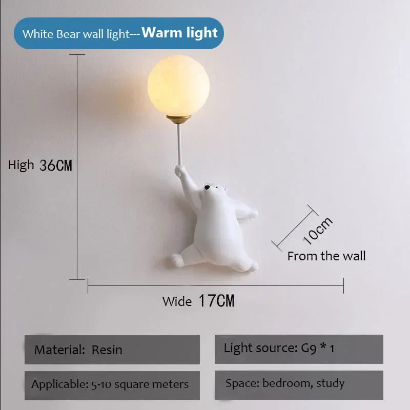 Polar Bear LED Sconce: Creative Wall Lighting for Family Theme Hotel Kid Children Bedroom