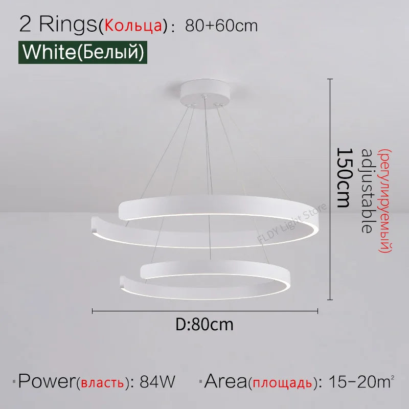 Round Ring LED Chandelier for Dining Room Bedroom Living Room Modern Nordic Decor
