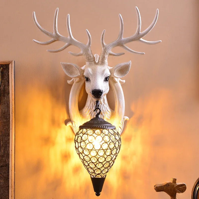Modern Deer Head LED Wall Sconce Light for Luxury Living Room Decor