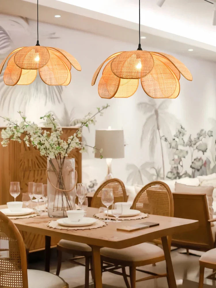 Wabi Sabi Rattan LED Pendant Lights for Cozy Spaces