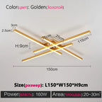 Black Chandelier LED Ceiling Lamp: Nordic Minimalist Square Living Room & Bedroom Lights