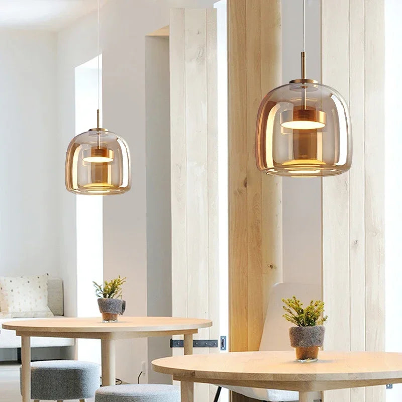 Glass LED Pendant Chandelier for Dining Room Bar Bedroom Decor