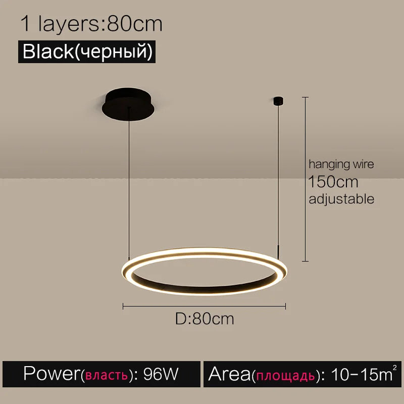 Modern Luxury Ring Chandelier for Living Room, Bedroom, and Restaurant