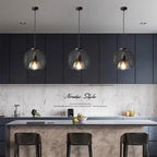 Smoke Gray Glass Pendant Lights: Minimalist Nordic LED Industrial Hanging Lamp