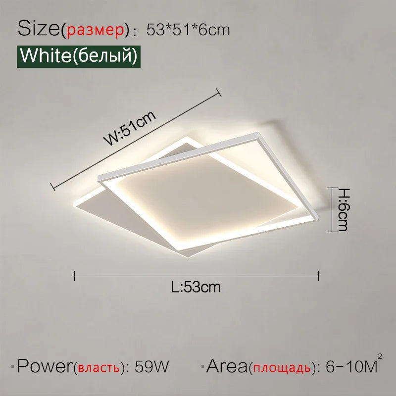 Square Minimalist Ultra-Thin Ceiling Lamp for Bedroom Living Room Modern Nordic Lighting