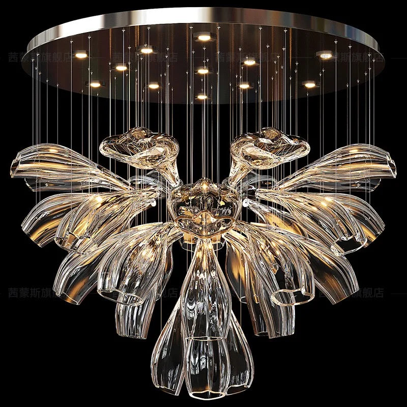 Petal Glass Pendant Lights: Modern Chandeliers for Living & Dining Rooms