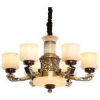 All Copper Marble Jade Chandelier: Luxury Living Room Hall Bedroom Lighting