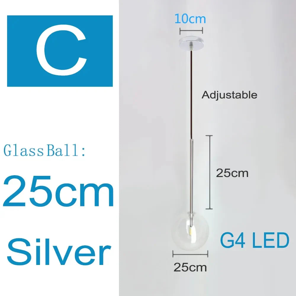 Clear Glass Chandelier Pendant Light Vintage Nordic Glass Ball Hanging Lamp