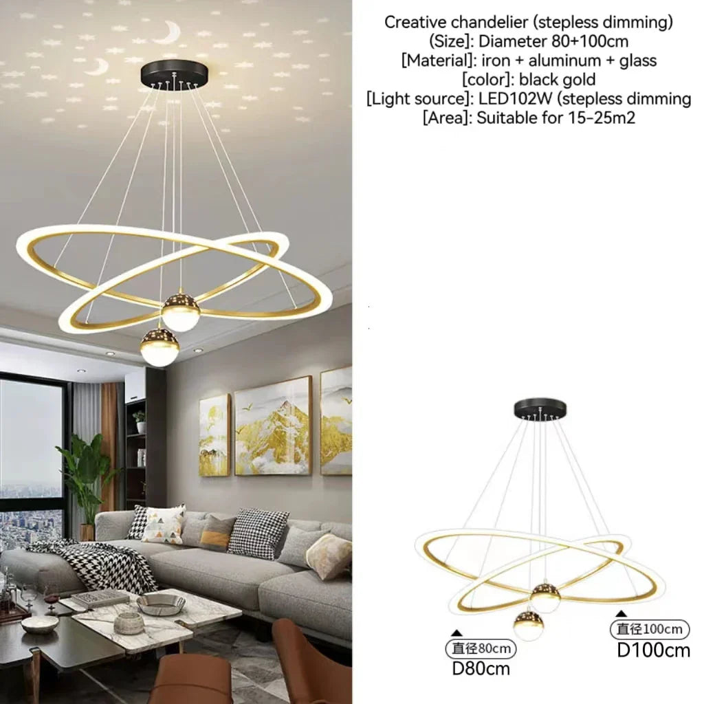 Modern Nordic Indoor LED Starry Sky Ceiling Chandelier