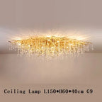 Water Drop Crystal Golden Chandelier for Living Room and Hotel Hall