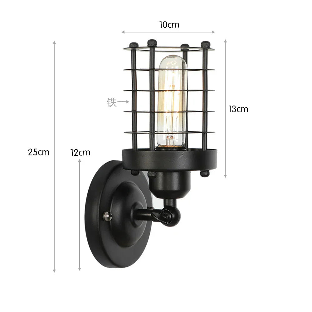 Vintage Wire Cage Wall Sconces Lights for Home Decor