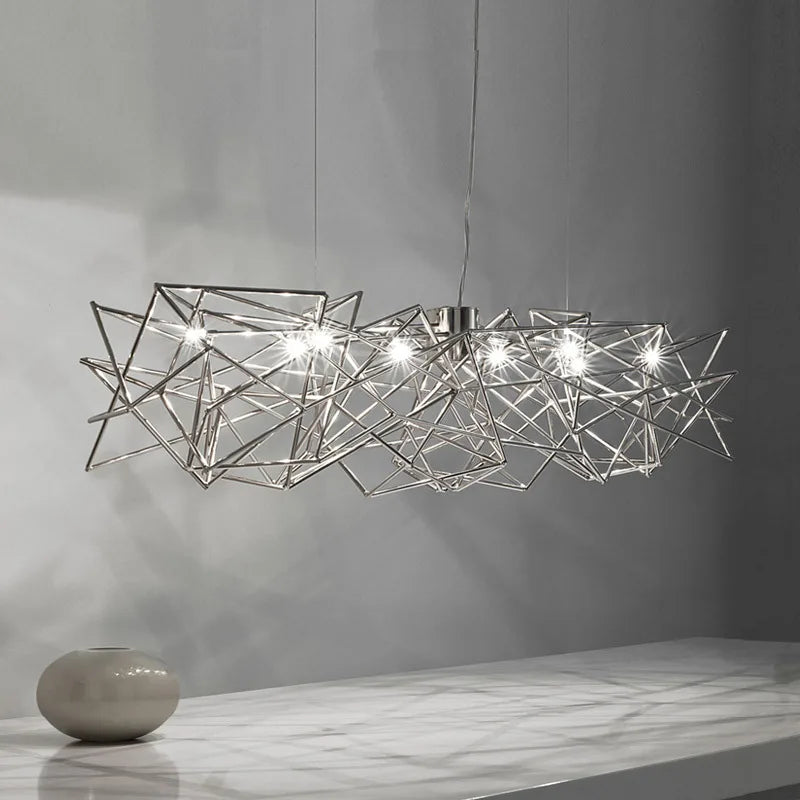 Modern LED Silver Chandelier for Dining Room & Restaurant