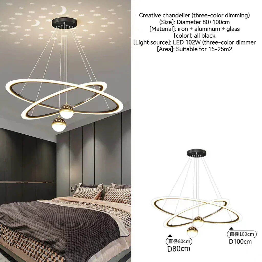 Modern Nordic Indoor LED Starry Sky Ceiling Chandelier