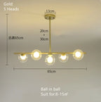Gold Glass Ball LED Pendant Light for Kitchen Dining Room Lighting