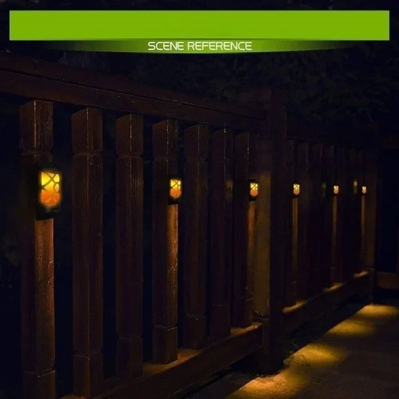 Solar Flame Lights: Outdoor Garden Yard Waterproof Flickering Wall Lights
