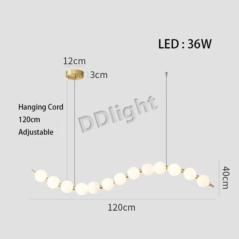 Modern LED Copper Ceiling Chandelier White Ball Pendant Light Fixtures