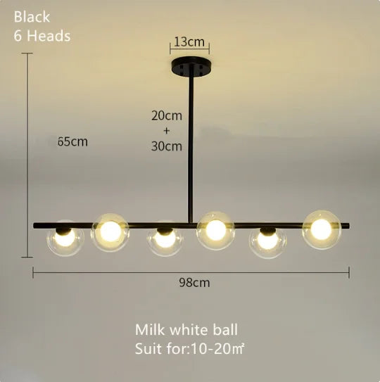 Gold Glass Ball LED Pendant Light for Kitchen Dining Room Lighting