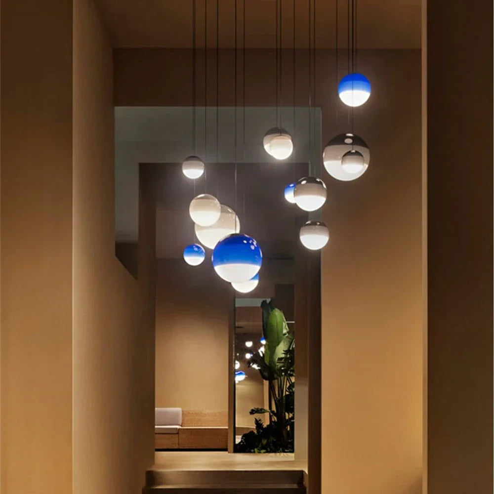 Modern Gradient Glass Ball LED Pendant Light - Creative Balloon Suspension