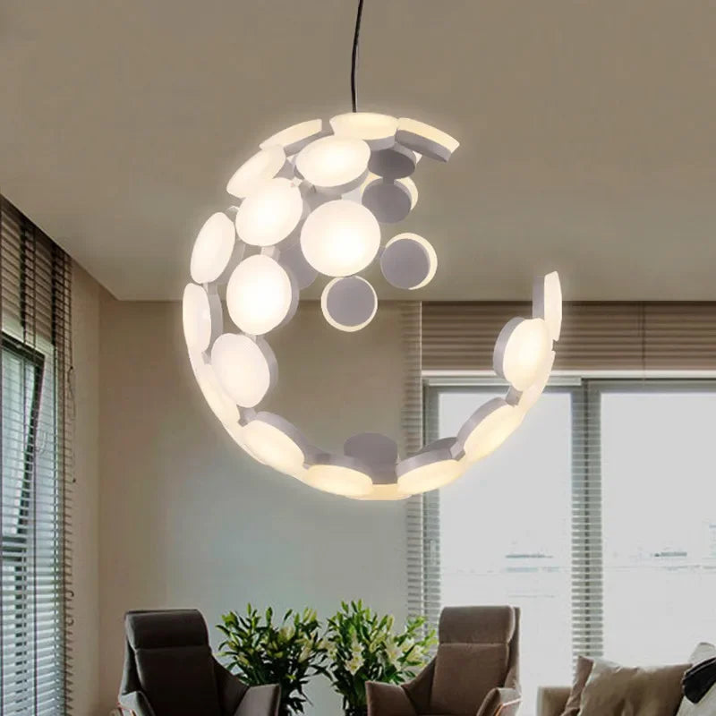 Nordic Sphere Moon Pendant Chandelier for Modern Decor & LED Lighting