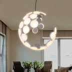 Nordic Sphere Moon Pendant Chandelier for Modern Decor & LED Lighting