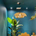 Petals Rattan Chandelier: Japan Style Wicker Pendant Lights for Living Room