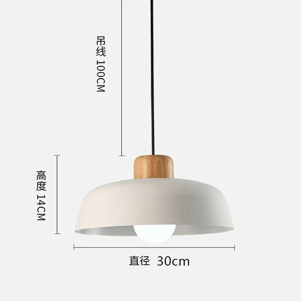 Nordic Wood Aluminum Pendant Lights Modern Hanging Lamps E27 LED Chandelier
