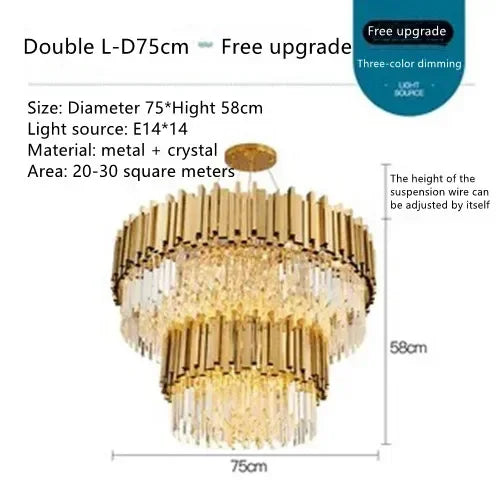 Golden Crystal Chandelier LED Lighting for Dinning Room