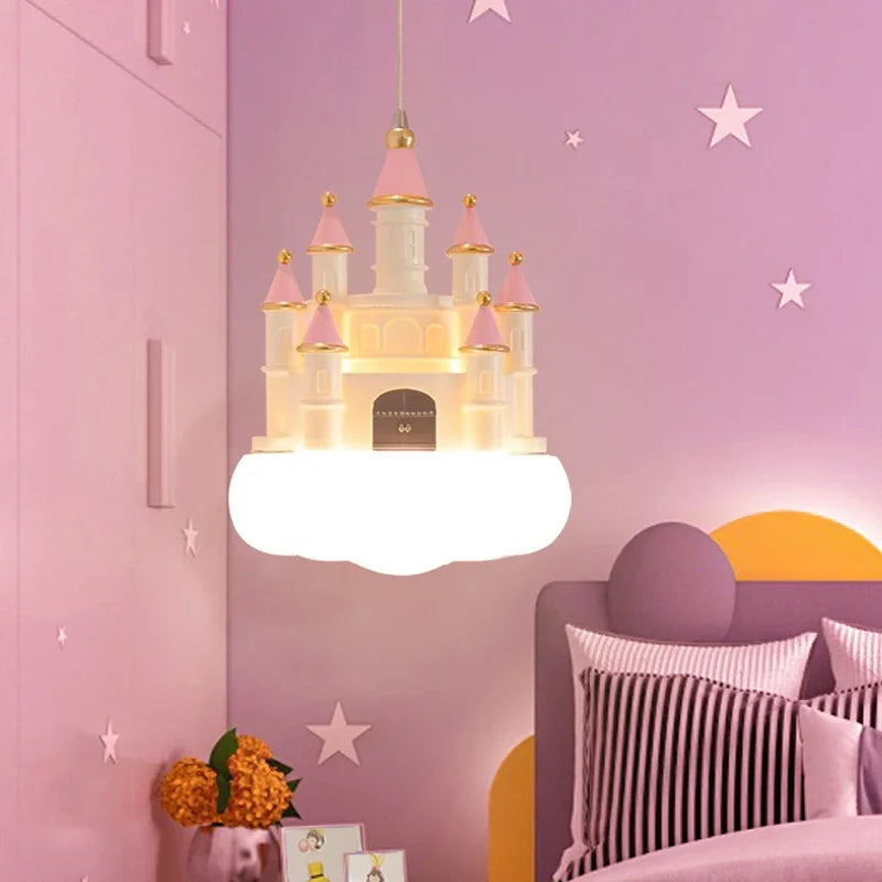 Castle Kids Chandelier LED Light for Bedroom Decor