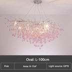 Kids' Pink Crystal Chandelier: Colorful Chrome Ceiling Light for Girls' Bedroom