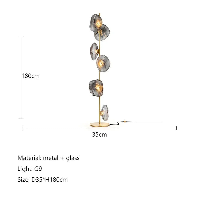 Glass Shade LED Floor Lamp for Home Decor, Living Room, Bedroom, Minimalist Design