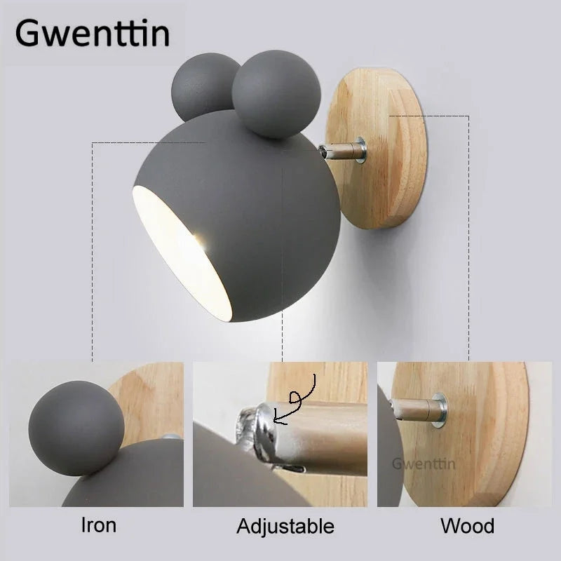 Cartoon Mouse Wall Lamp | Nordic LED Sconce for Kids' Room & Bedroom