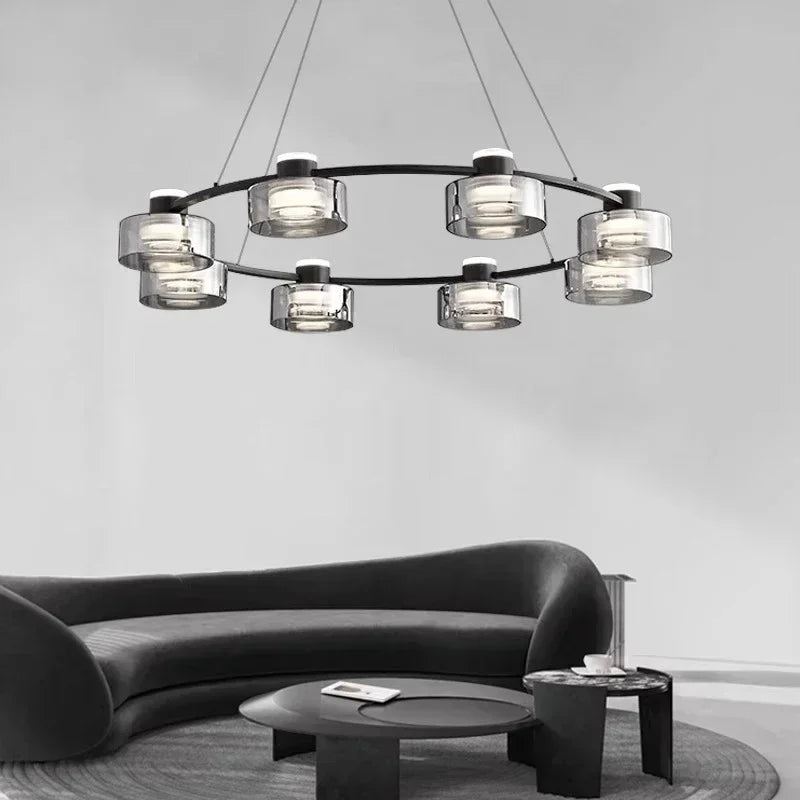 Modern Minimalism Circle Glass Chandelier LED Pendant Lights for Home Decoration