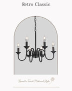 Rustic Iron Candle Chandelier Pendant for Kitchen Living Dining Room Bar Home