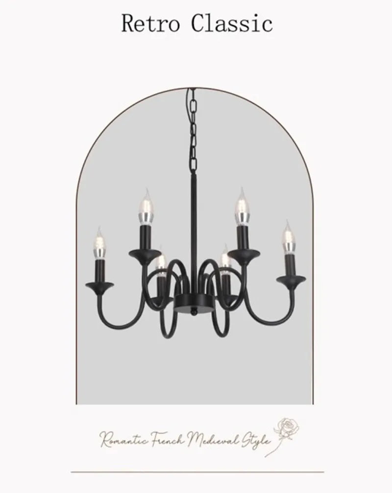 Rustic Iron Candle Chandelier Pendant for Kitchen Living Dining Room Bar Home