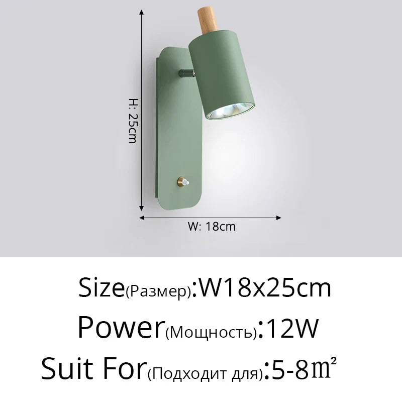 Rotatable Macaron Wall Sconce with Switch - Modern Nordic Design for Home Lighting