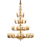 Luxury All Copper Jade Chandelier for Living Room Restaurant Villa Hall