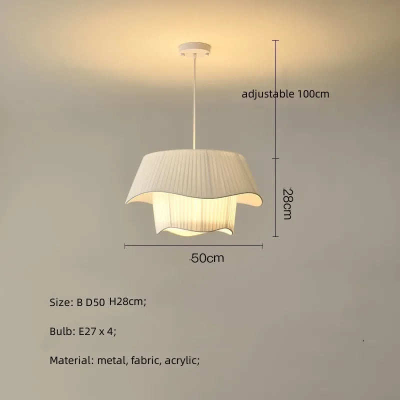 Modern White Fabric Chandelier Pendant Light Fixture