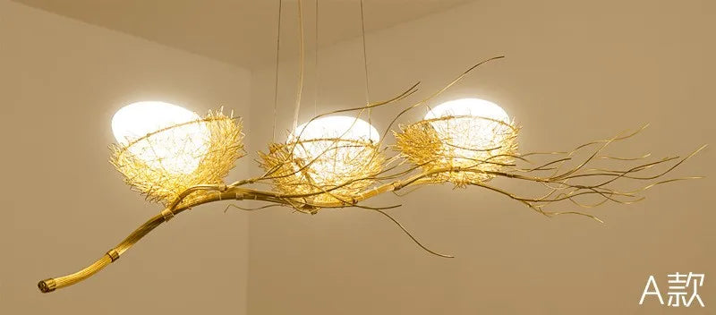 Nordic Bird's Nest Cafe Chandelier LED Art Luminaria - Romantic & Unique Lighting