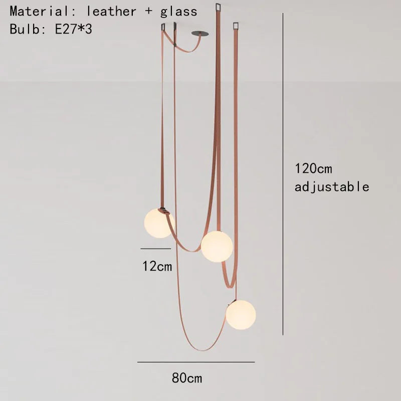 Modern Leather Chandelier LED Staircase Pendant Lamp for Hotel Living Room