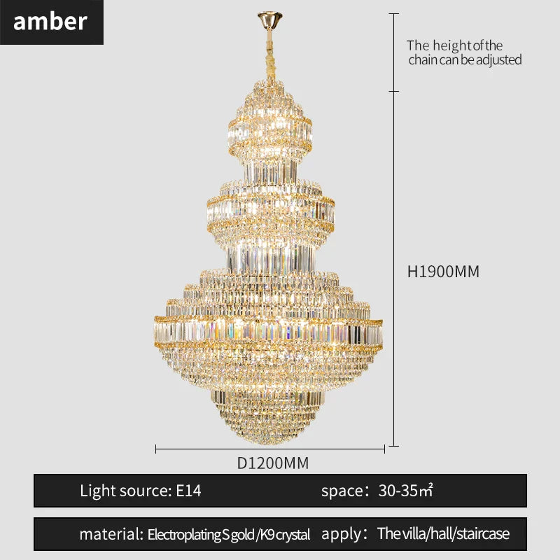 Crystal Villa Chandelier: Luxe European Duplex Hall Lighting - Elegant Living Room Decor