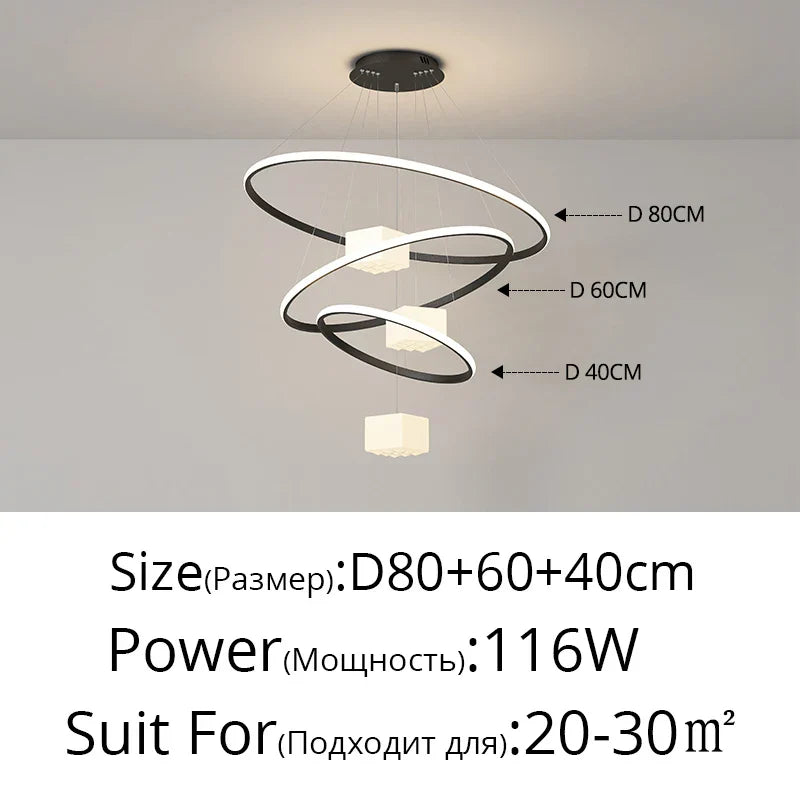 LED Chandelier: Modern White Hanging Light for Living Room Kitchen, Indoor Decor Lamps