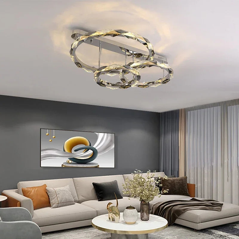 Modern Crystal LED Ceiling Chandelier Light Set for Stylish Indoor Lighting