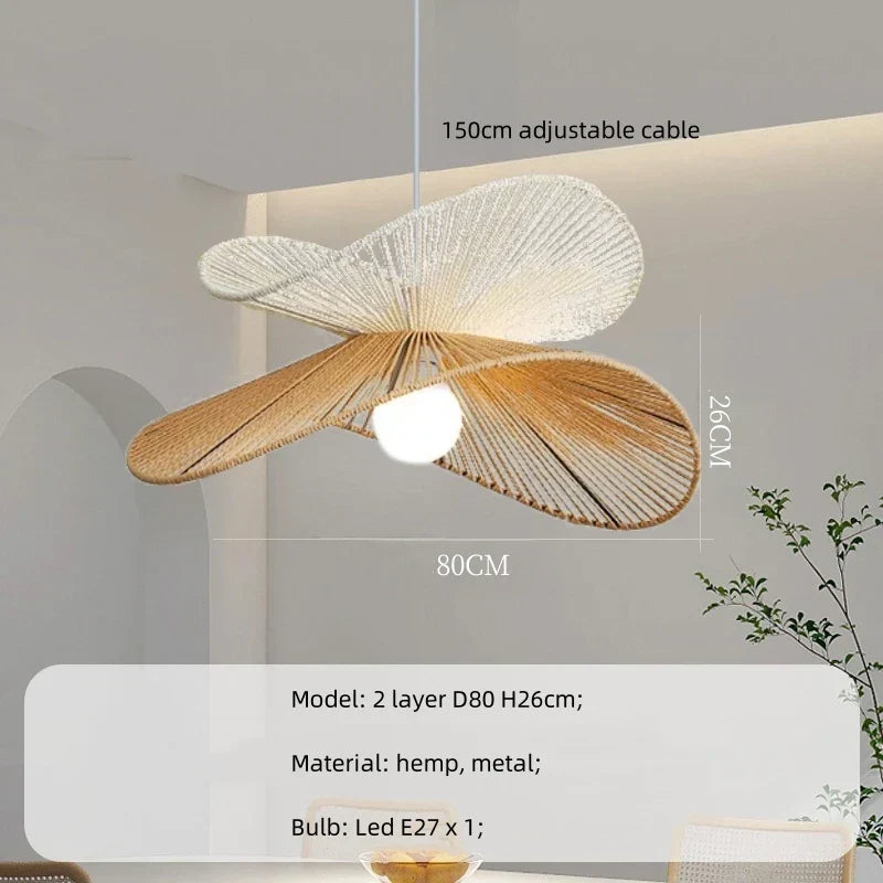 Hemp Pendant Lights: Wabi Sabi LED Indoor Lighting Fixtures