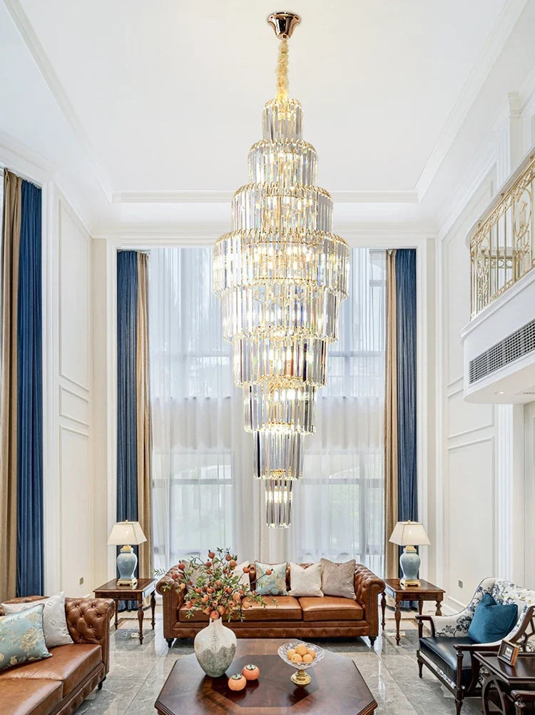 Crystal Pendant Chandelier for Hotel Lobby - Luxury Hollow Design - Nordic Villa Style